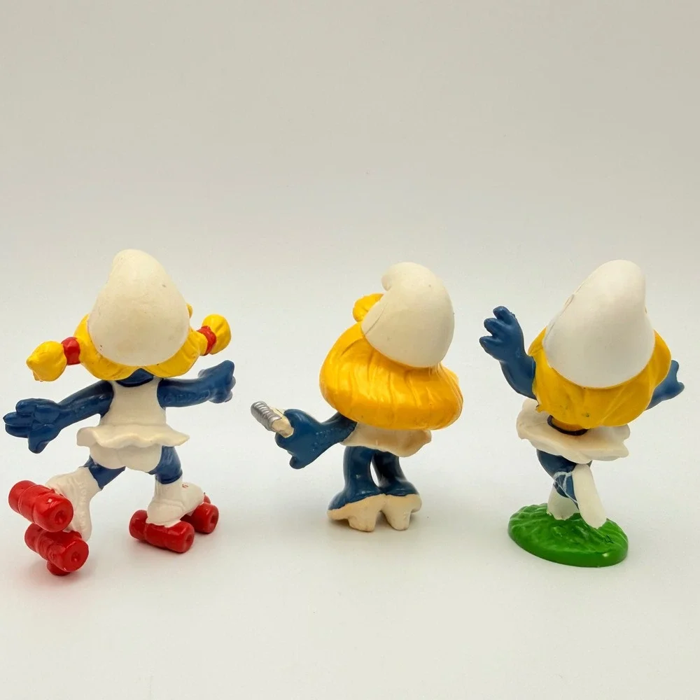 Vintage Schleich Smurfette PVC Figures Lot 3 Roller Skater Student Ballerina 80s